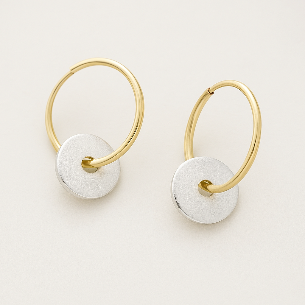 Seyna – Pendientes eleganckie z złotych i srebrnych okręgów