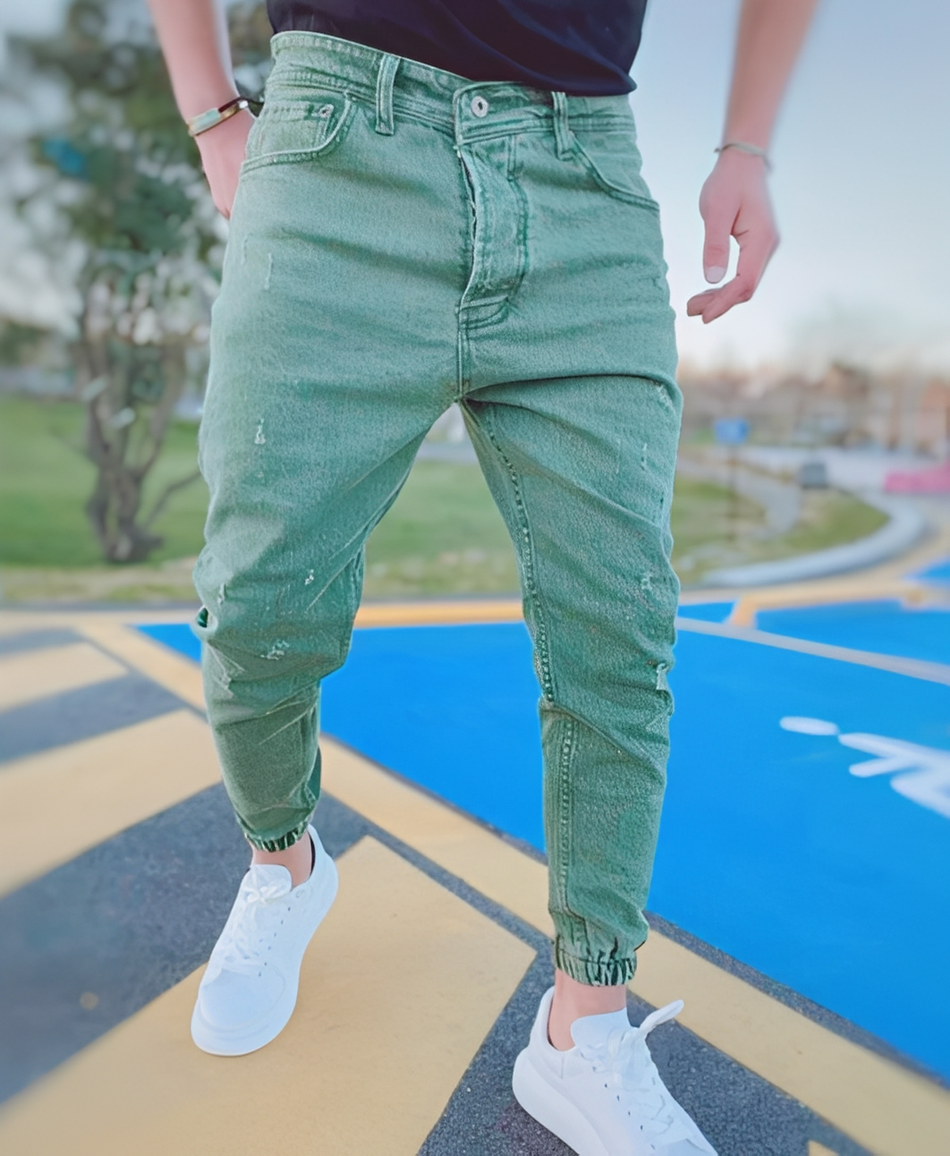 Andre - Stylowe jeansy slim-fit z dziurami dla mężczyzn