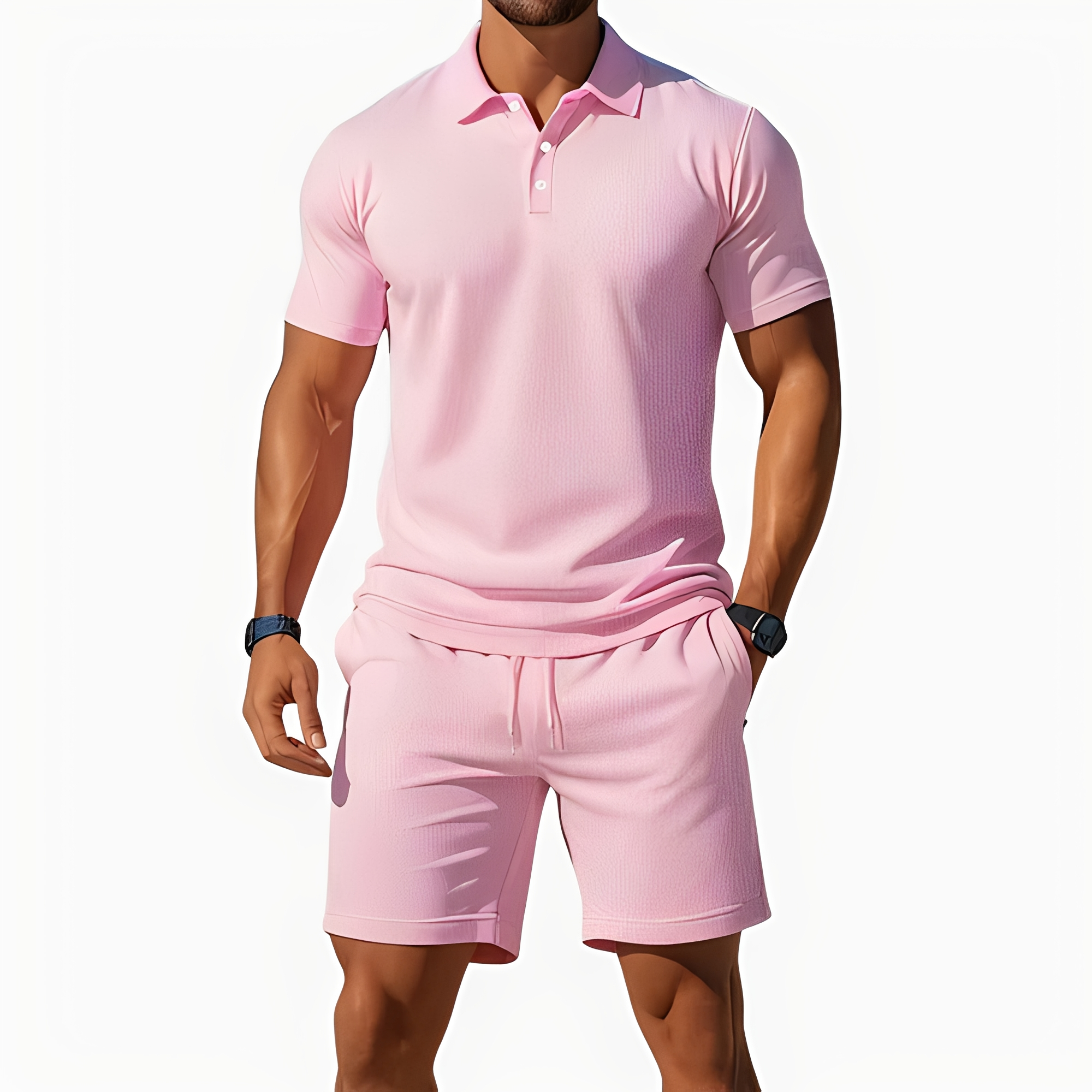 Aldrin - Modny zestaw polo i szorty dla mężczyzn