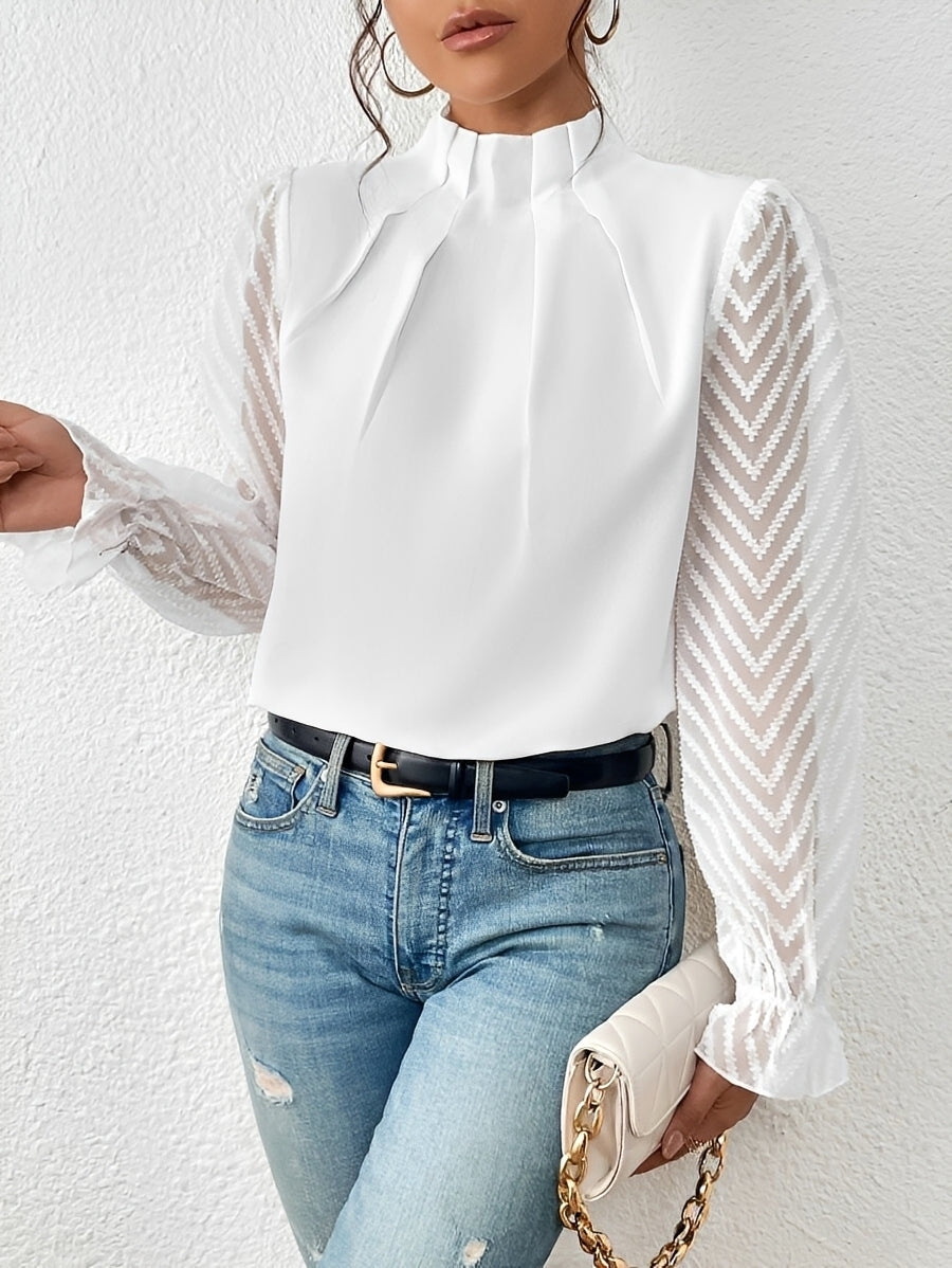 Bella - Bluzka Chiffon z Długim Rękawem