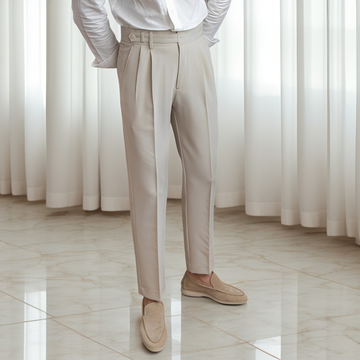 Kristian - Eleganckie plisowane spodnie z klamrą dla mężczyzn