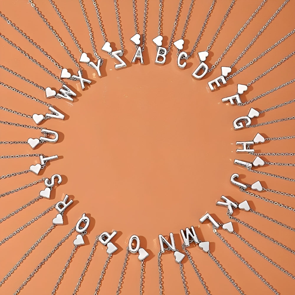 Zestaw biżuterii serce inicjał - zestaw biżuterii Initial Love