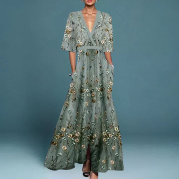 Jill- Elegancka sukienka maxi dla kobiet z kwiatowym wzorem