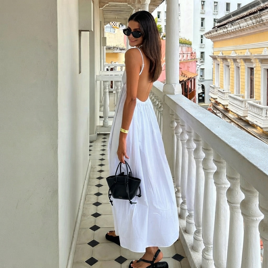 Rhian - Stylowa Sukienka z Odkrytymi Plecami