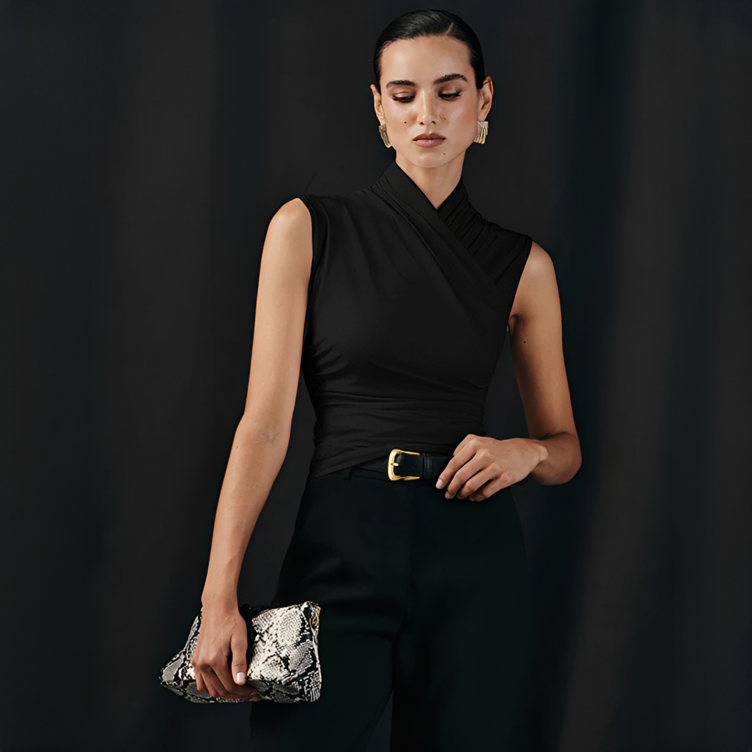 Mireya - Stylowy Top z Krzyżowym Dekoltem