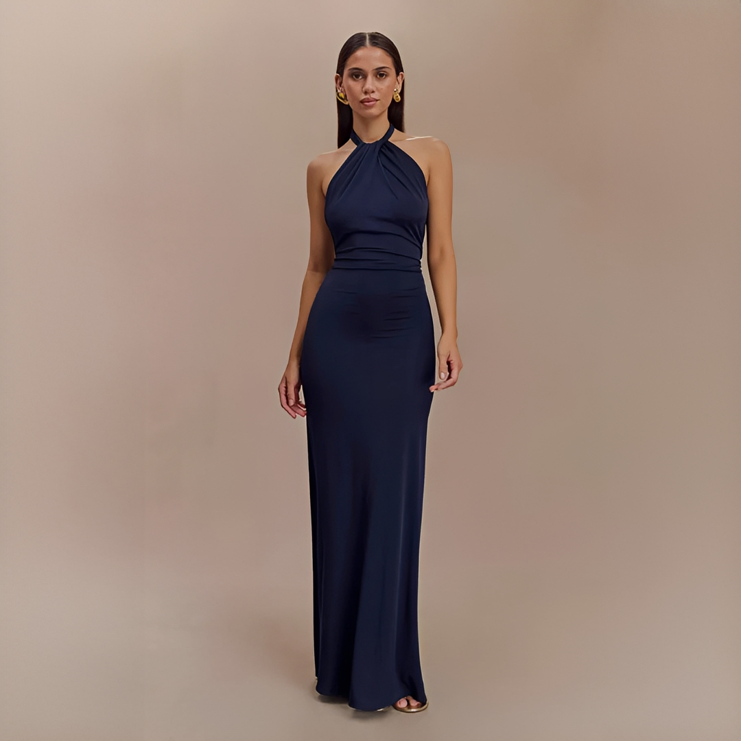 Jianna - Elegancka maxi sukienka z wiązaniem na szyi