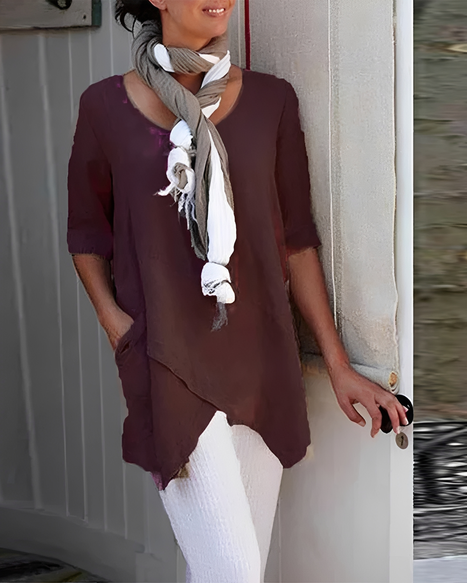 Marcia - Elegancka Koszulka z Okrągłym Dekoltem