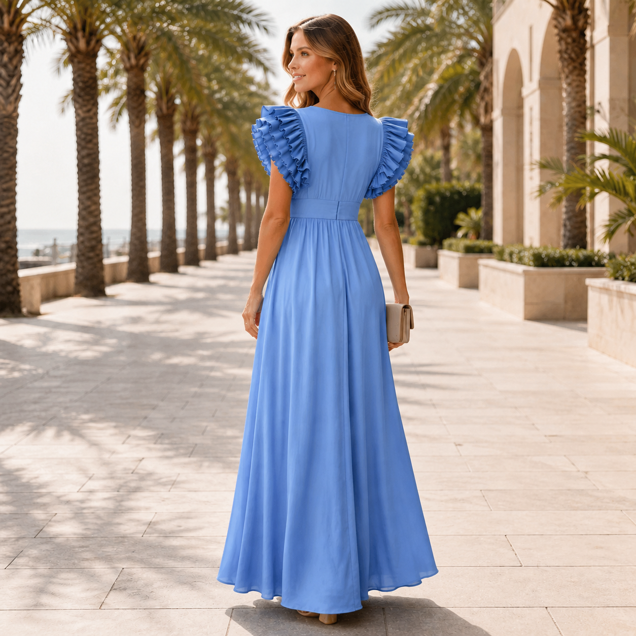Zhallie - Stylowa Sukienka Maxi z Falbankami