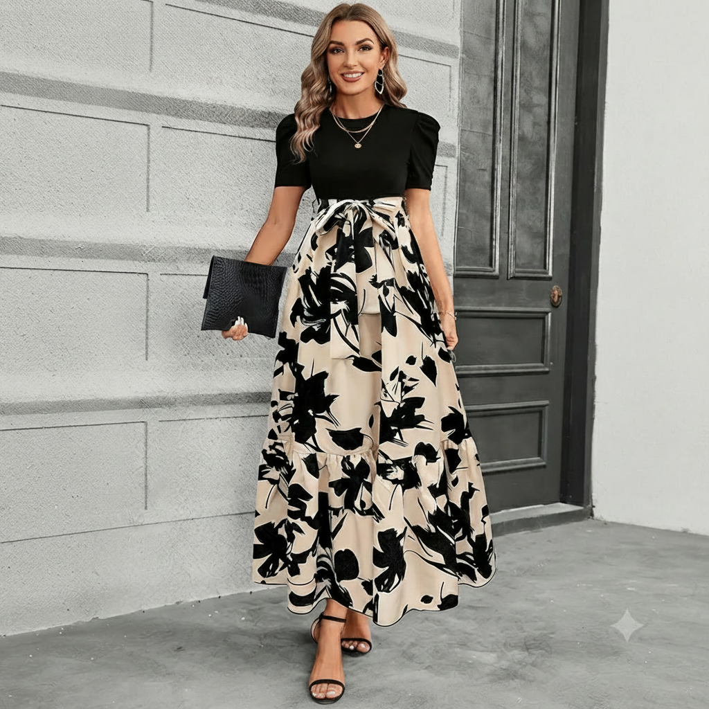 Astrid - Elegancka Sukienka z Motywem Kwiatowym