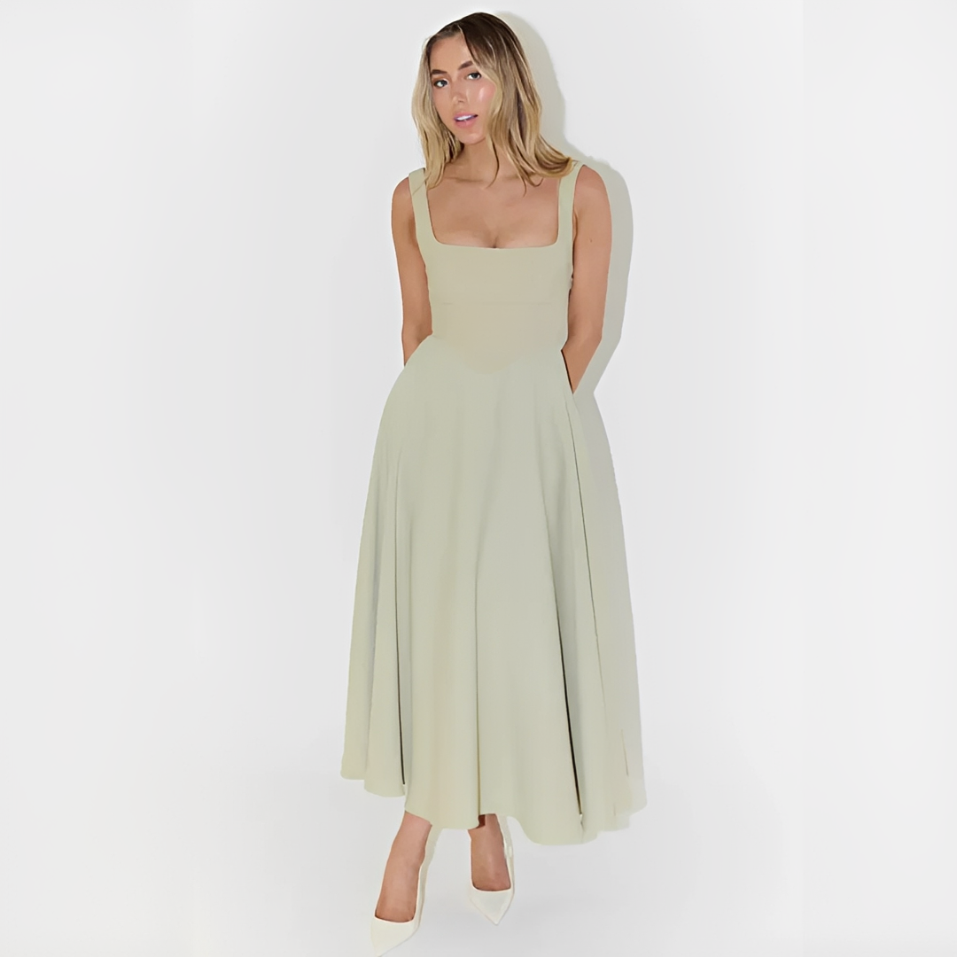 Yarabelle - Stylowa Midi Sukienka na Ramiączkach