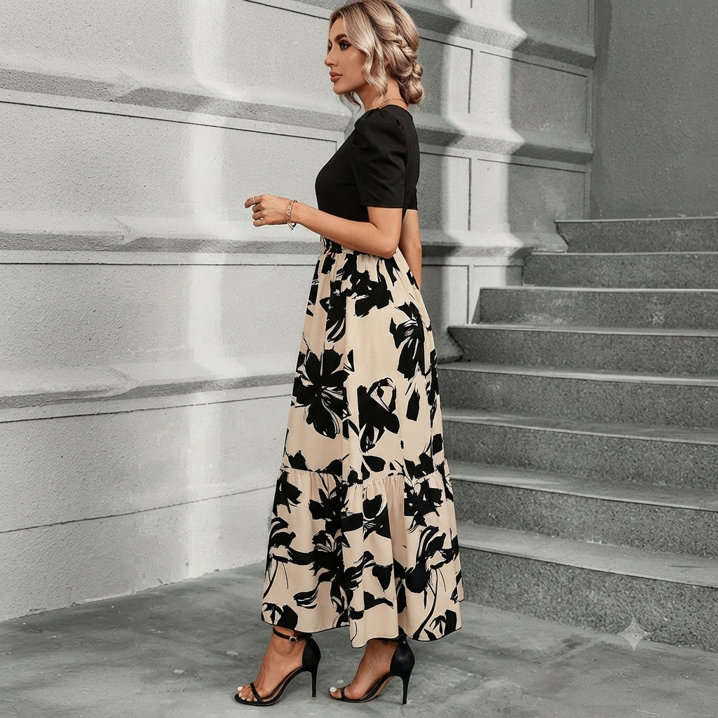 Astrid - Elegancka Sukienka z Motywem Kwiatowym