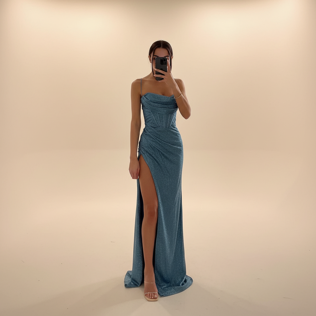 Monique - Stylowa sukienka maxi z rozcięciem