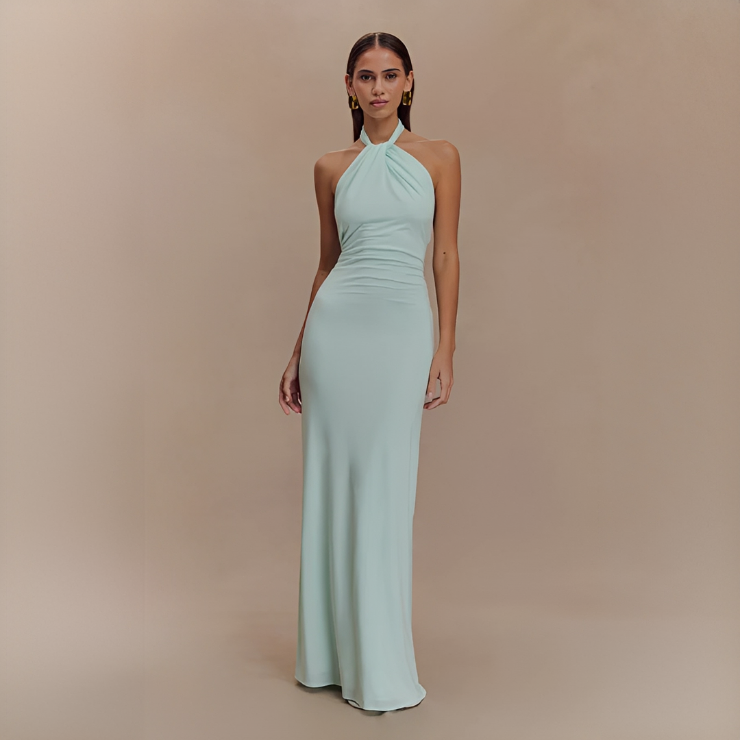 Jianna - Elegancka maxi sukienka z wiązaniem na szyi