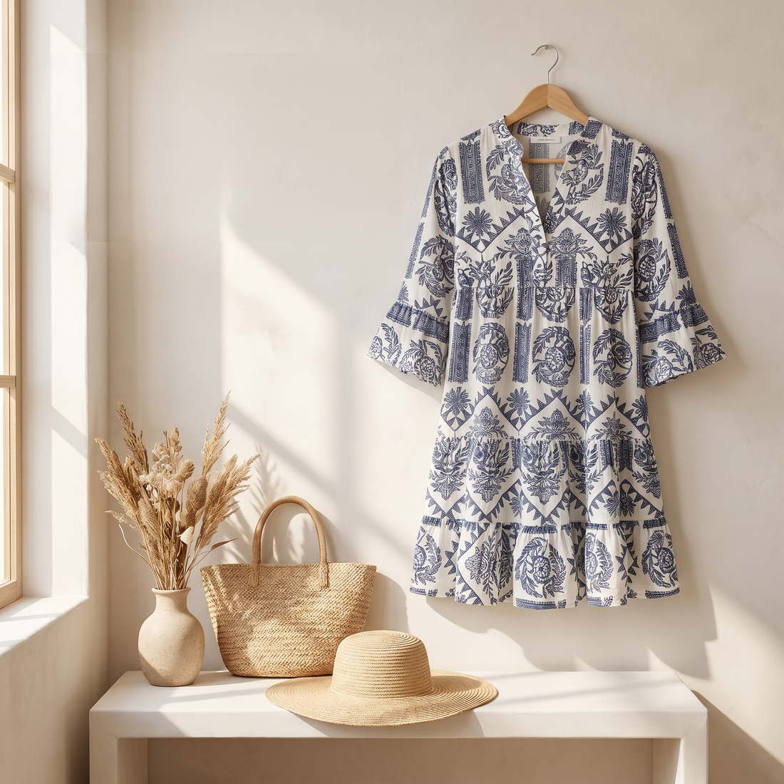 Krisella - Elegancka Sukienka Midi w Stylu Boho