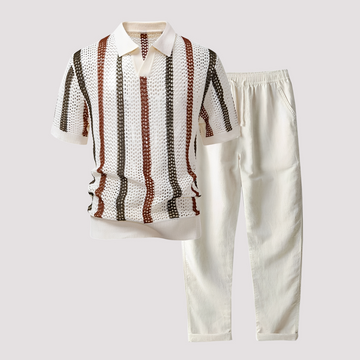 Richards - Wygodny zestaw polo w paski i spodnie