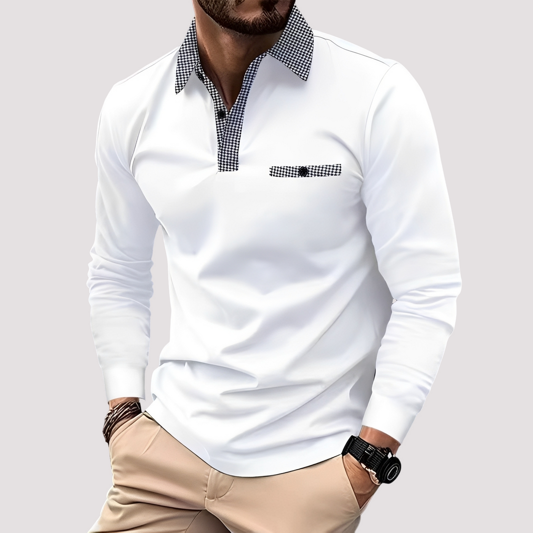 Aidan - Stylowa koszulka polo z długim rękawem dla mężczyzn