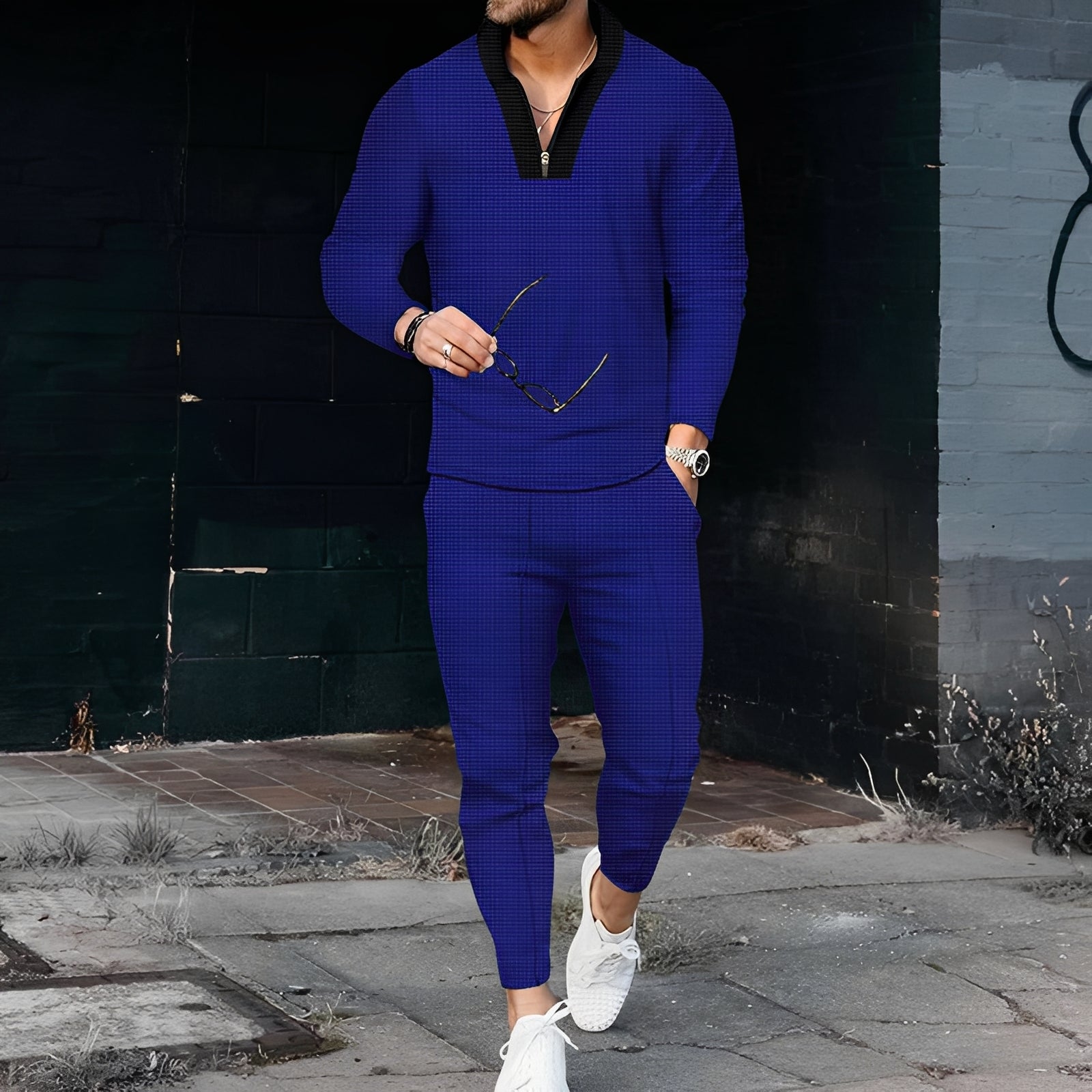 Andrew - Stylowy dres z wzorem waflowym dla mężczyzn