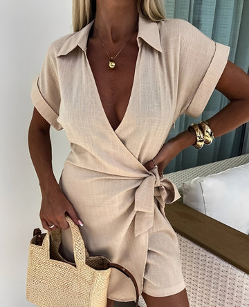 Christa - Codzienny Luźny Kombinezon z Zakładką