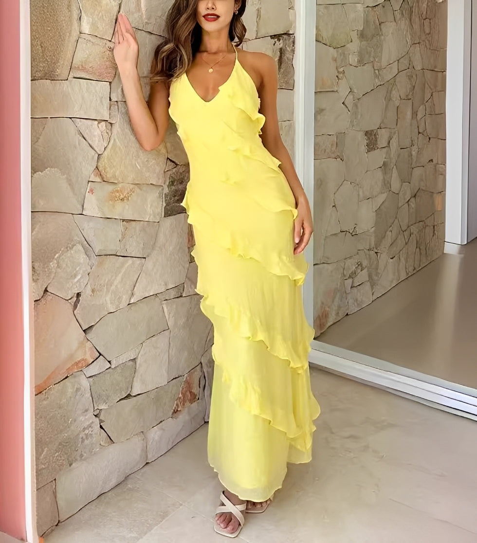 Ashley - Stylowa maxi sukienka z falbanami