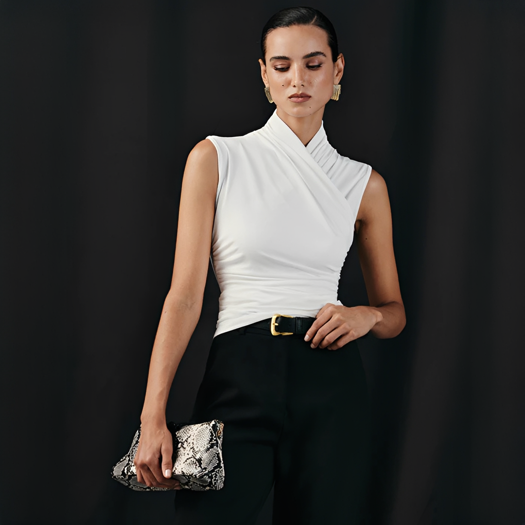 Mireya - Stylowy Top z Krzyżowym Dekoltem