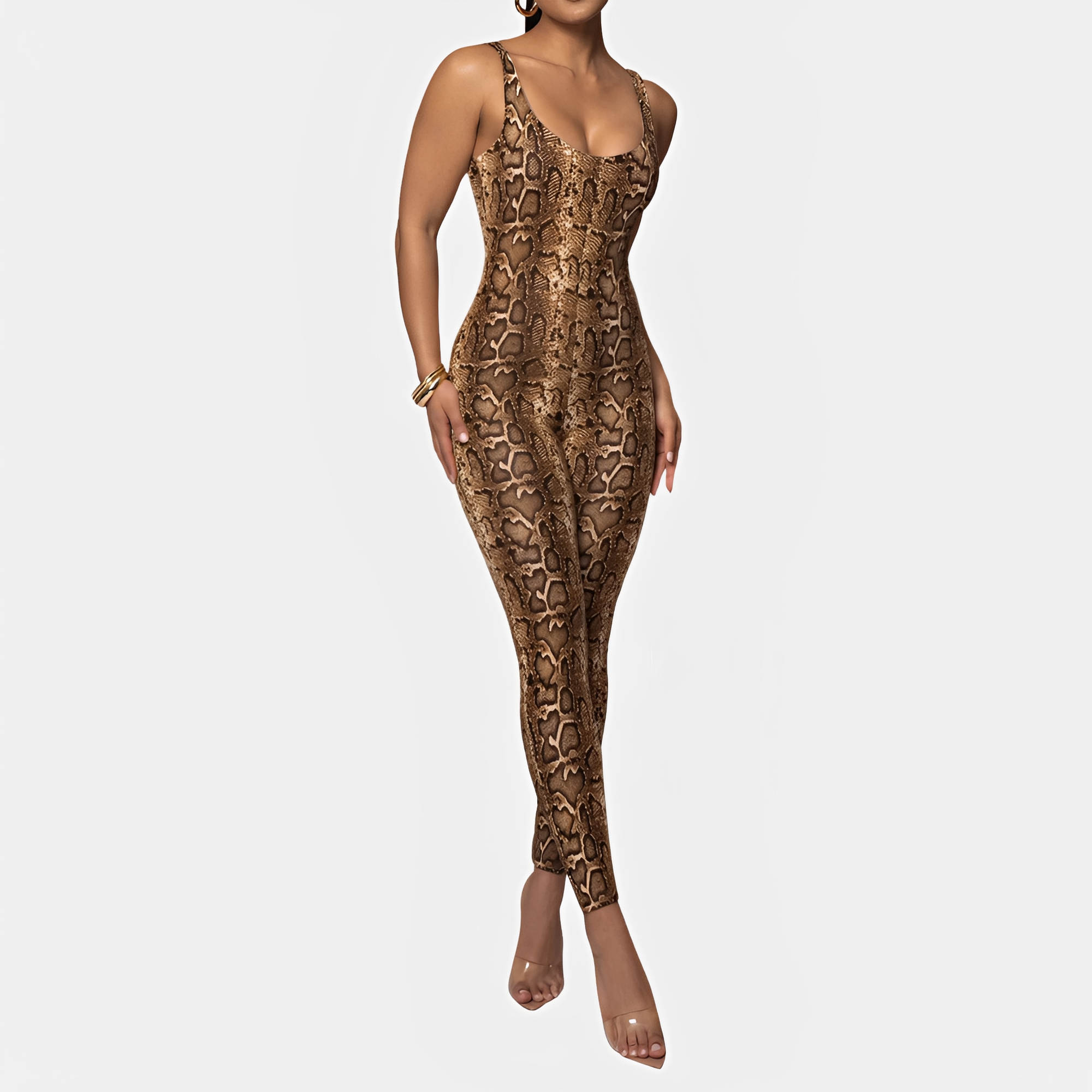 Elaine - Stylowy drukowany kombinezon bodycon
