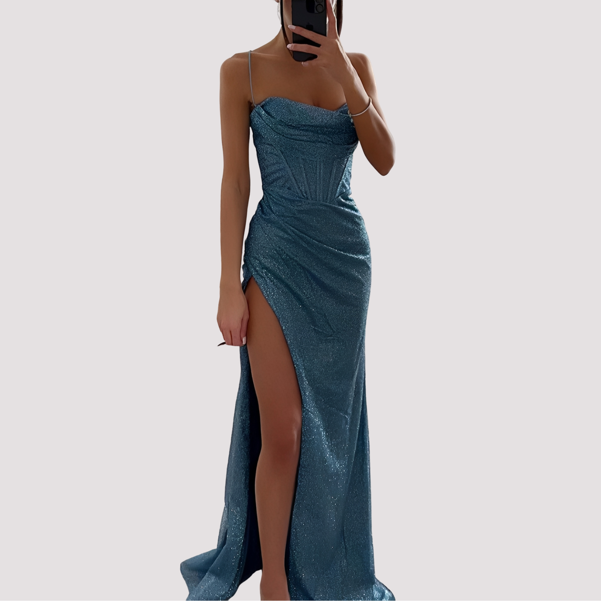 Bonnie - Elegancka Suknia Maxi z Rozcięciem