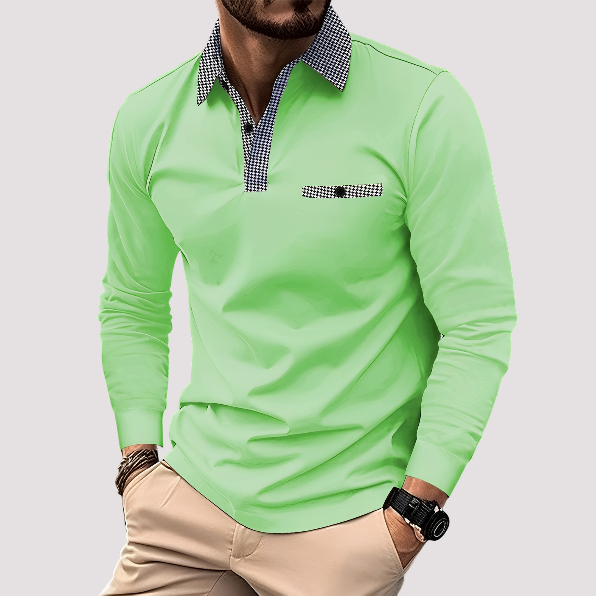 Aidan - Stylowa koszulka polo z długim rękawem dla mężczyzn