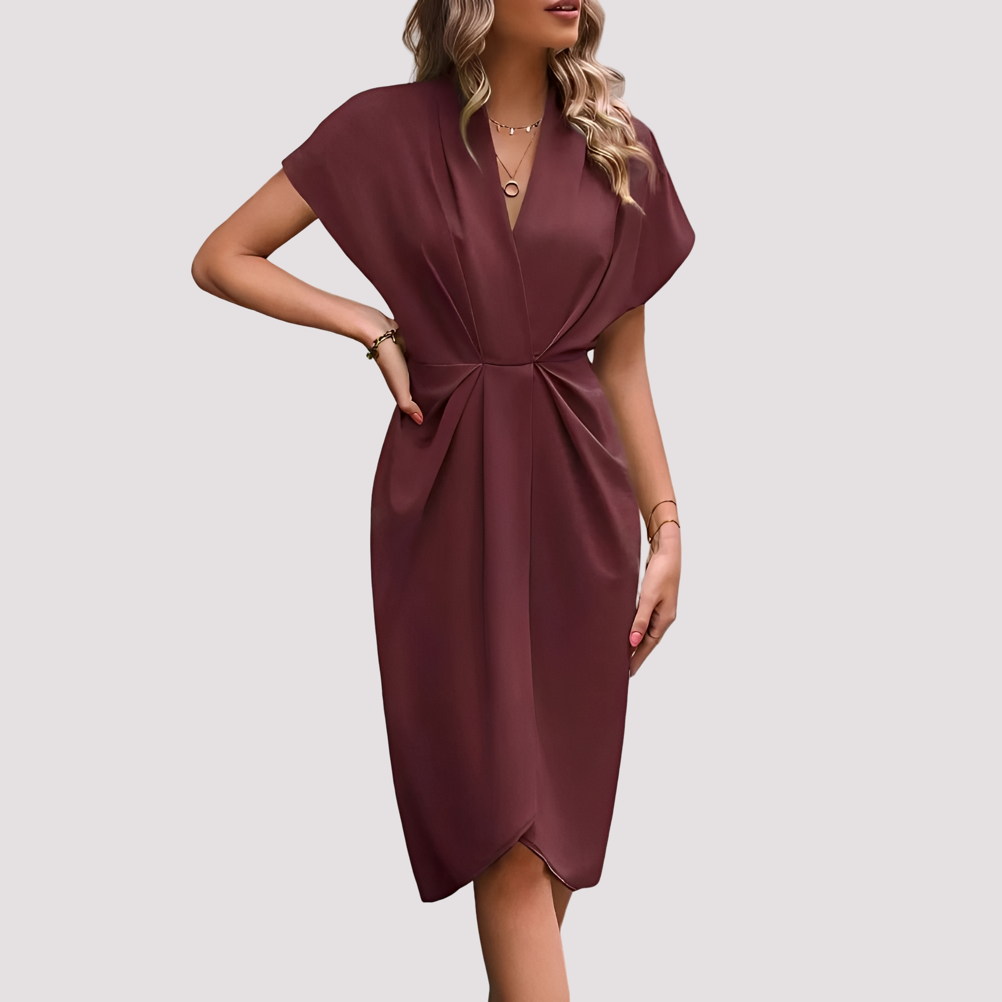 Gwen - Elegancka Sukienka Midi z Rozcięciem