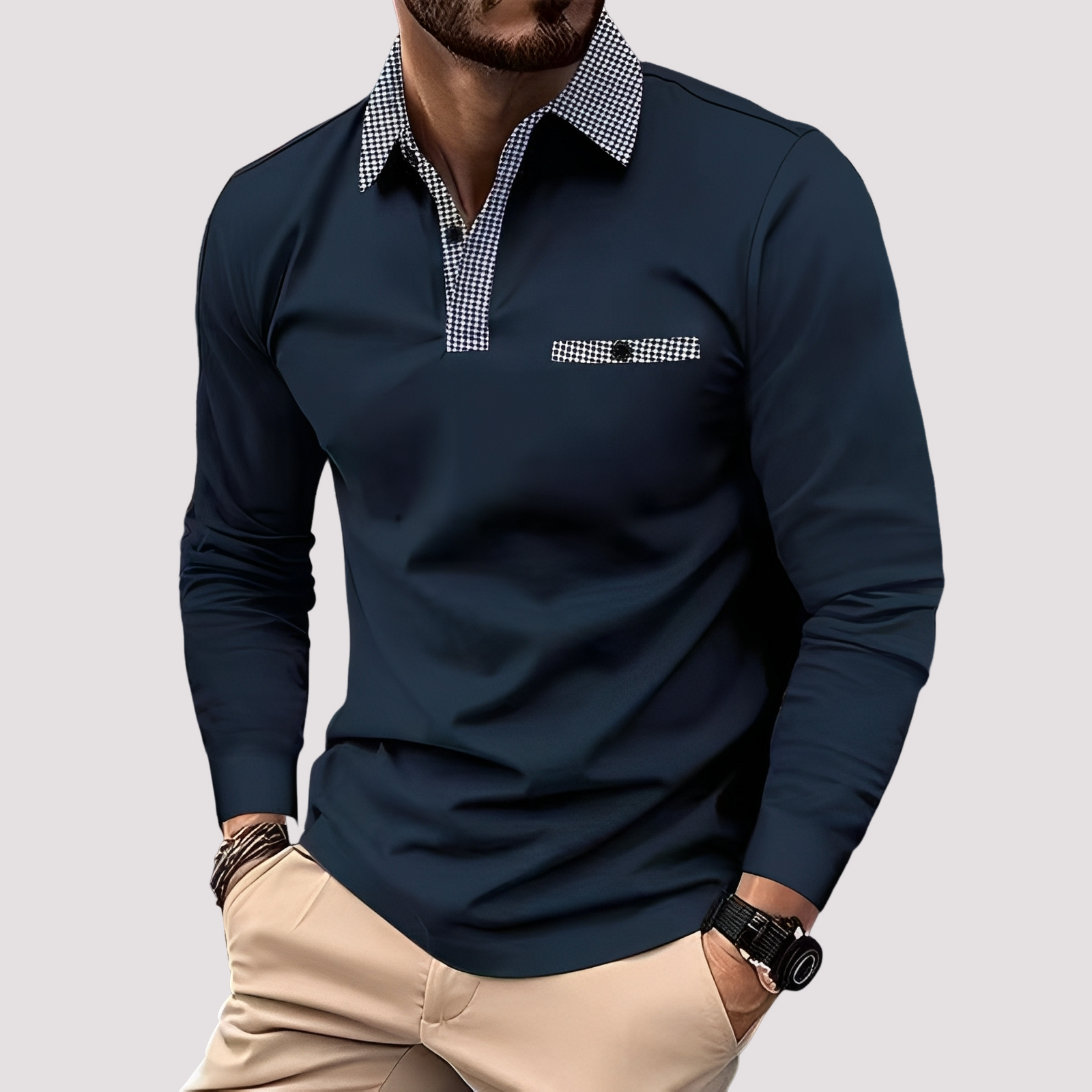 Aidan - Stylowa koszulka polo z długim rękawem dla mężczyzn
