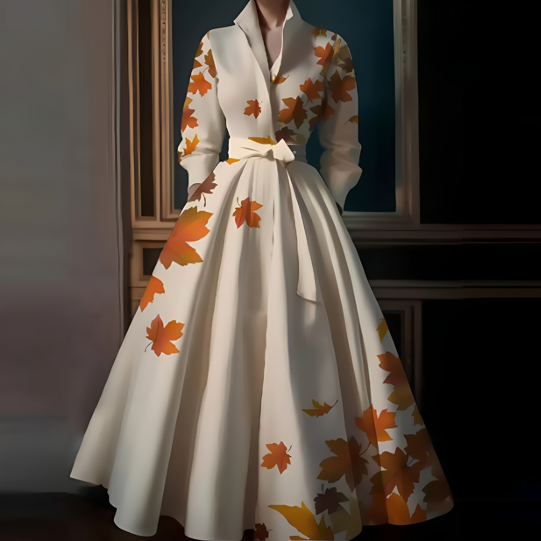 Megan - Elegancka długa sukienka z paskiem dla kobiet