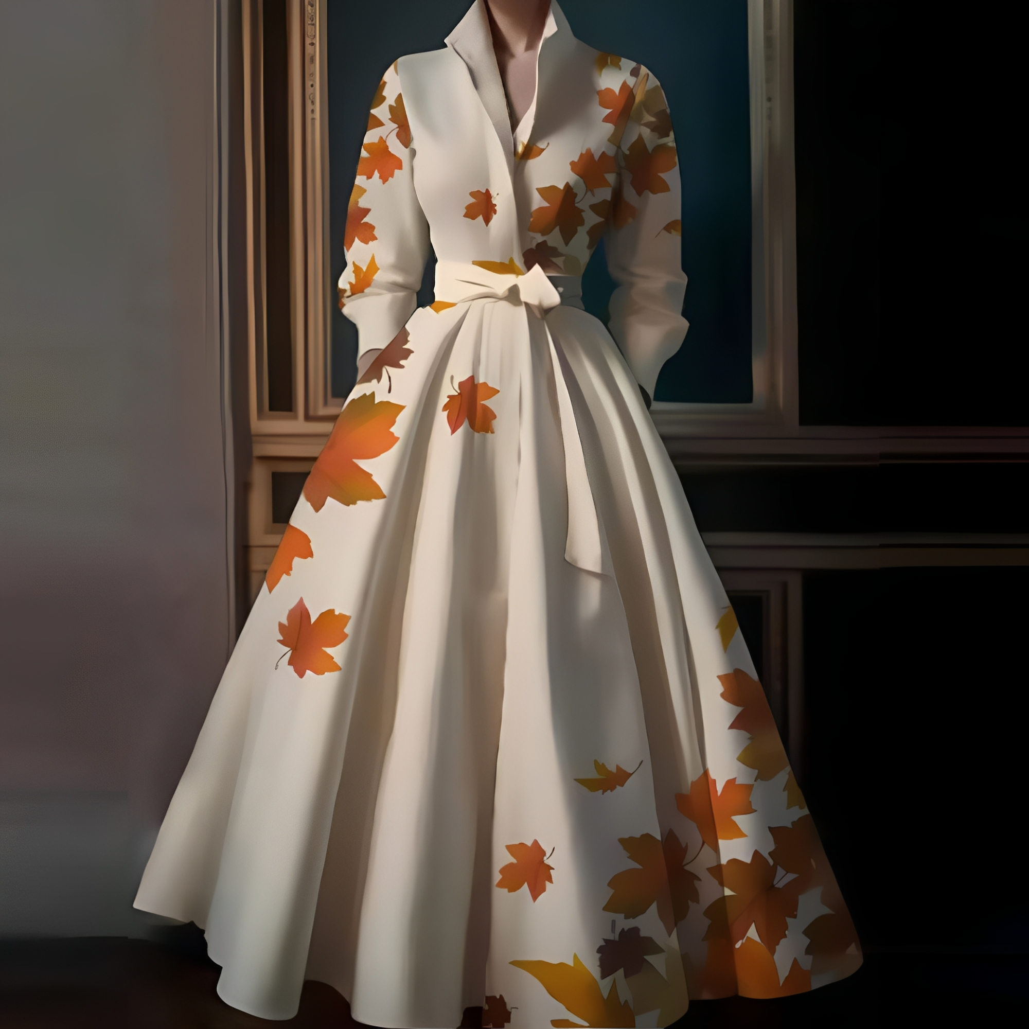 Megan - Elegancka długa sukienka z paskiem dla kobiet
