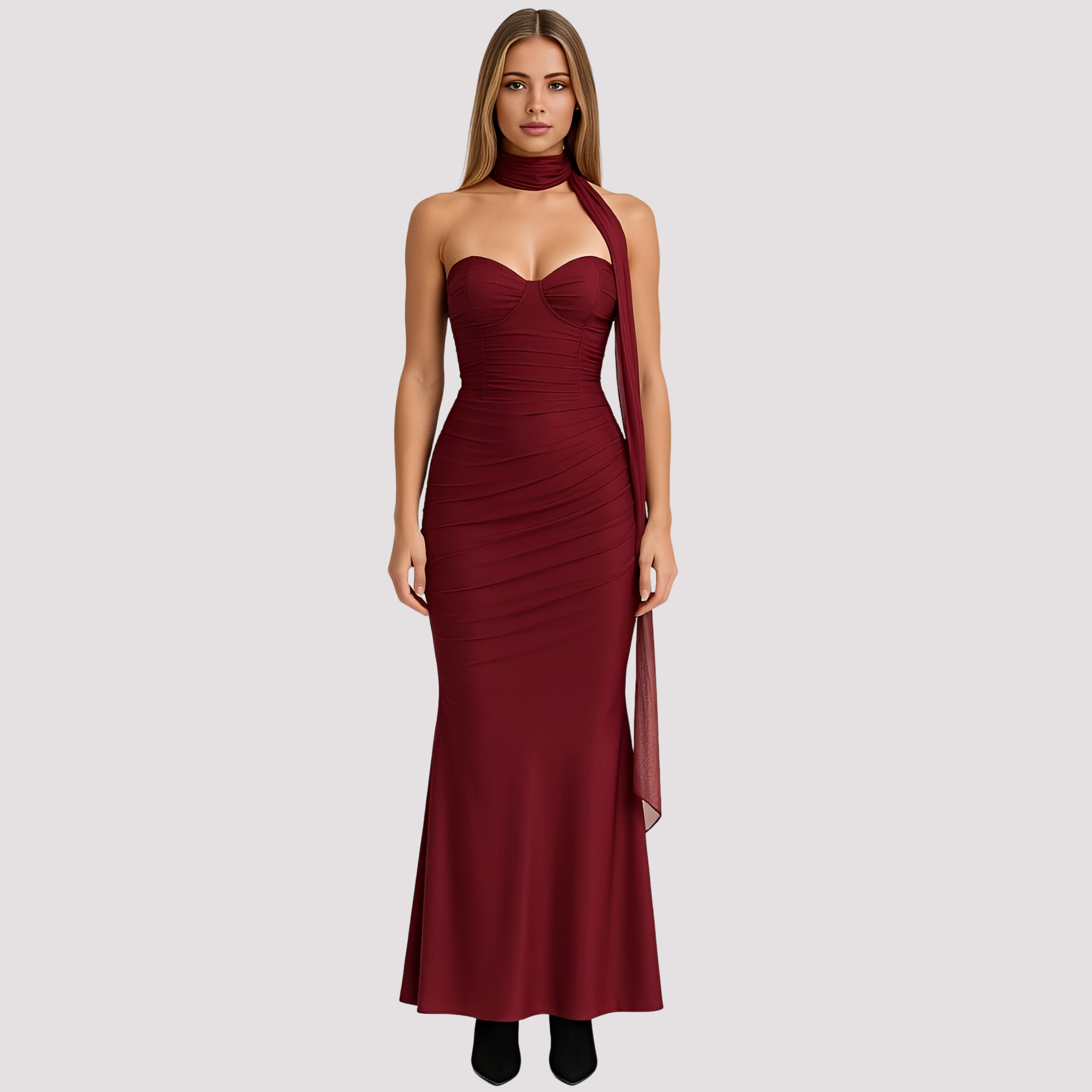Antonia - Elegancka dopasowana sukienka z chokerem