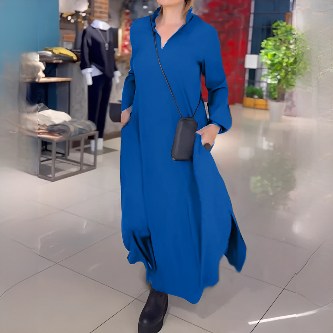 Cassie - Codzienna Sukienka z Długim Rękawem