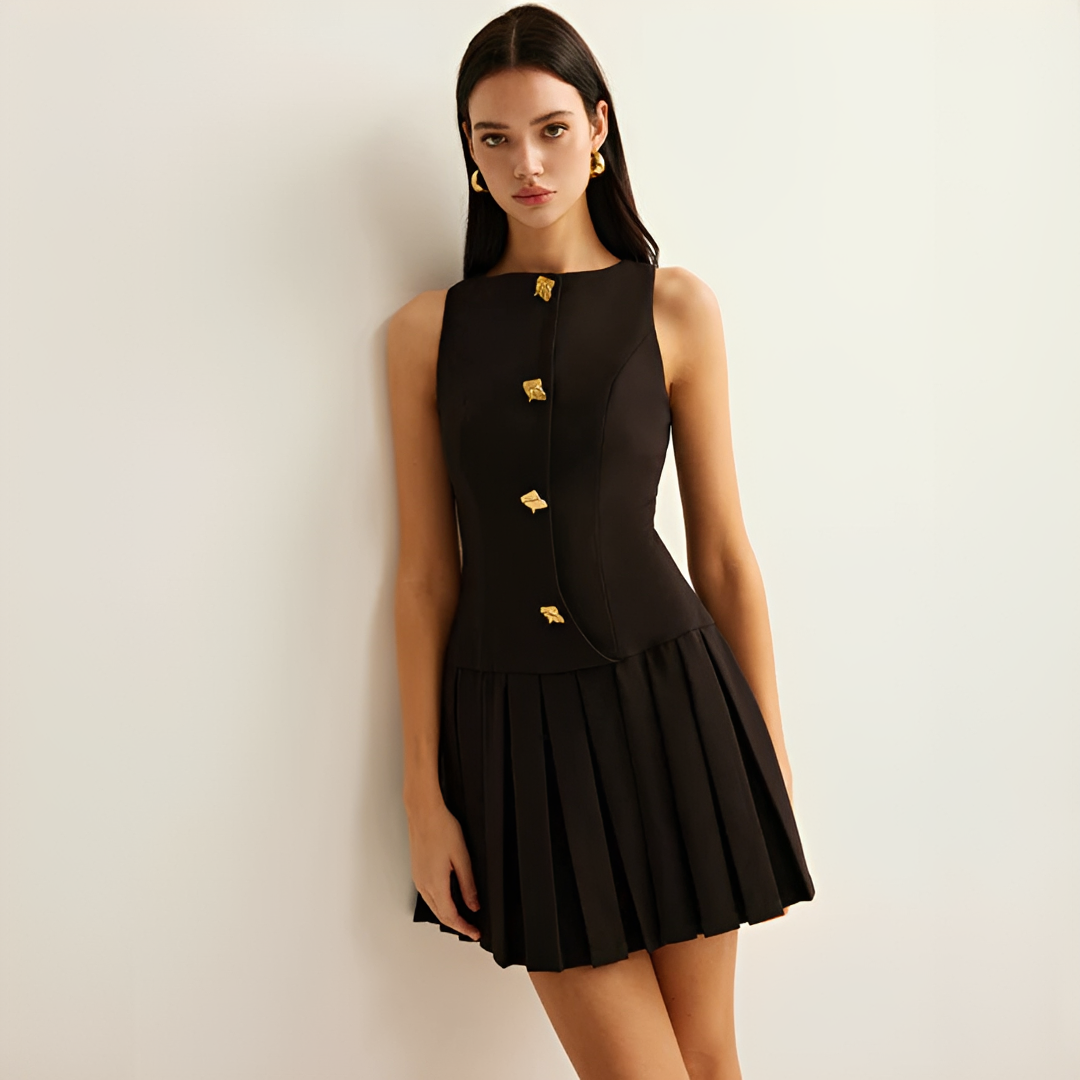 Valery - Elegancka Sukienka Mini z Plisami
