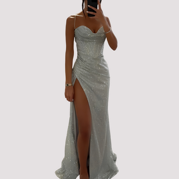 Bonnie - Elegancka Suknia Maxi z Rozcięciem