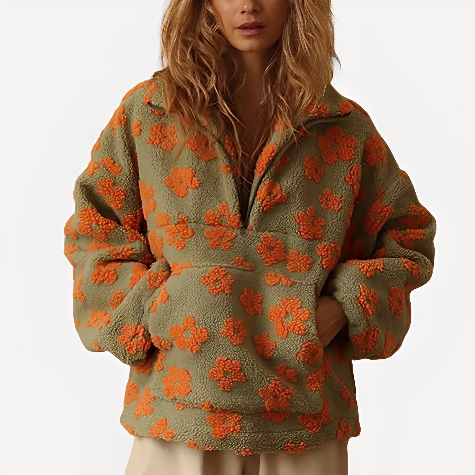Elizabeth - Modny sweter z kwiatowym motywem
