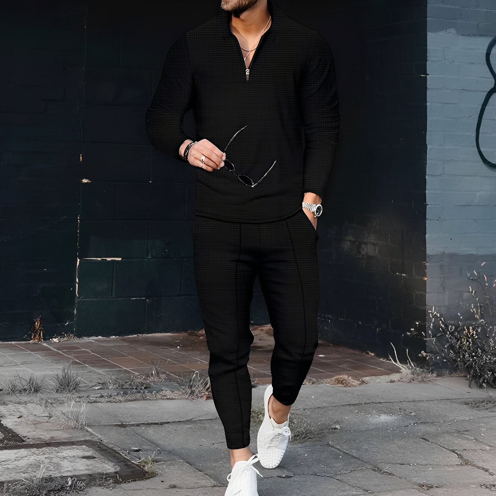 Andrew - Stylowy dres z wzorem waflowym dla mężczyzn