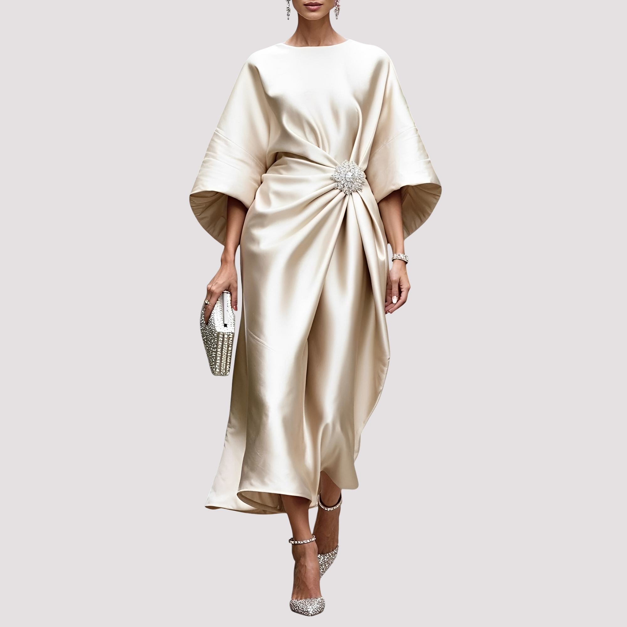 Kay - Elegancka Midi Sukienka Kopertowa
