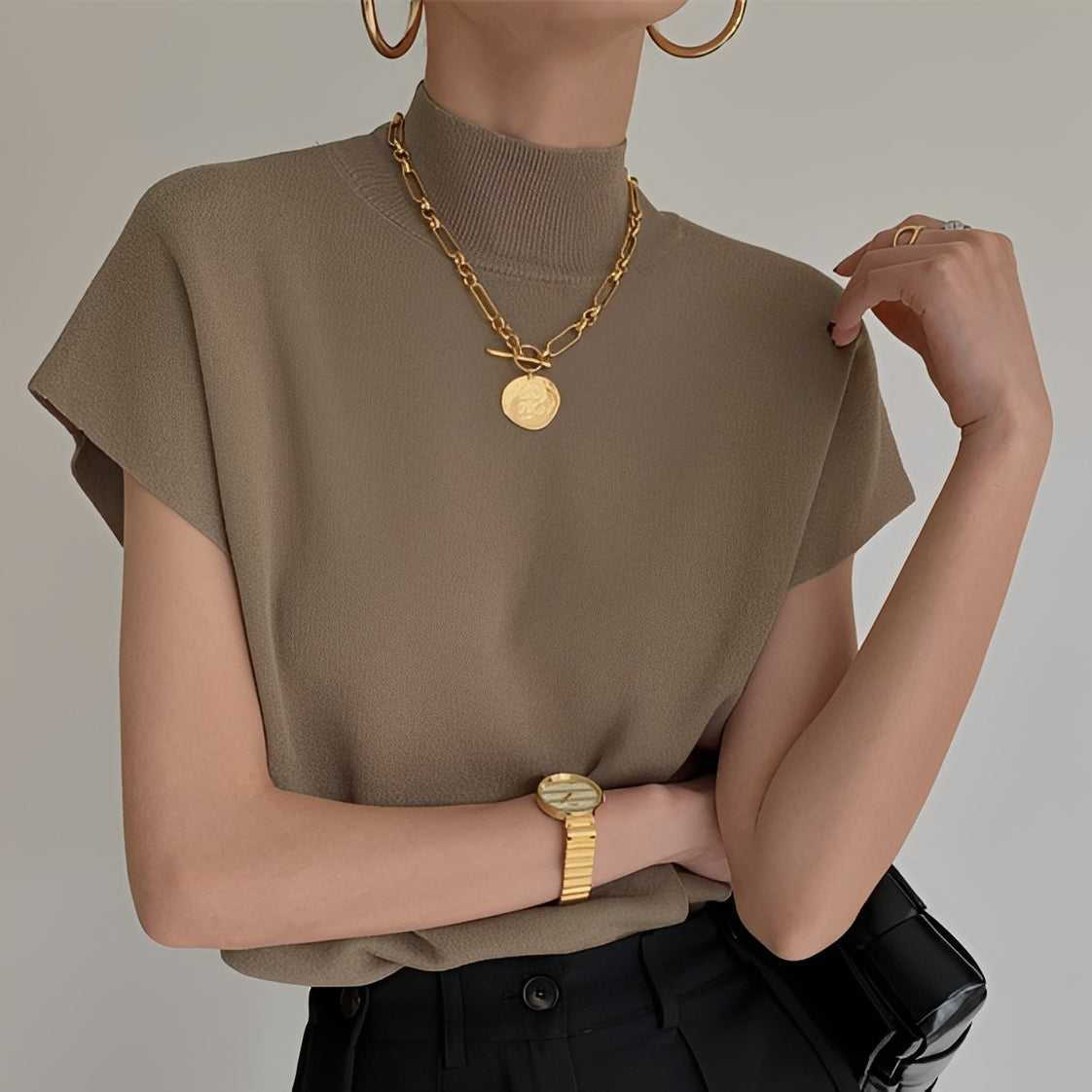 Rhea - Stylowy top z półgolfem