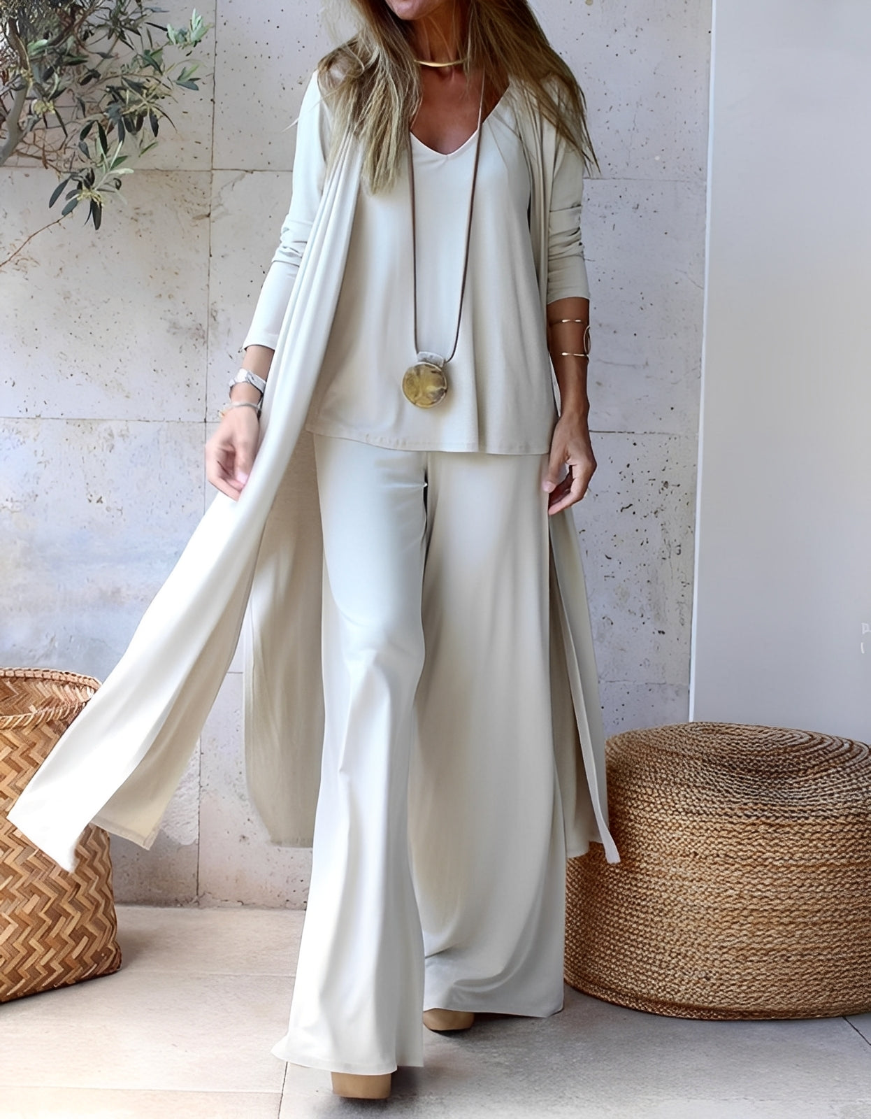 Evie - Stylowy, luźno dopasowany trzyczęściowy zestaw dla kobiet