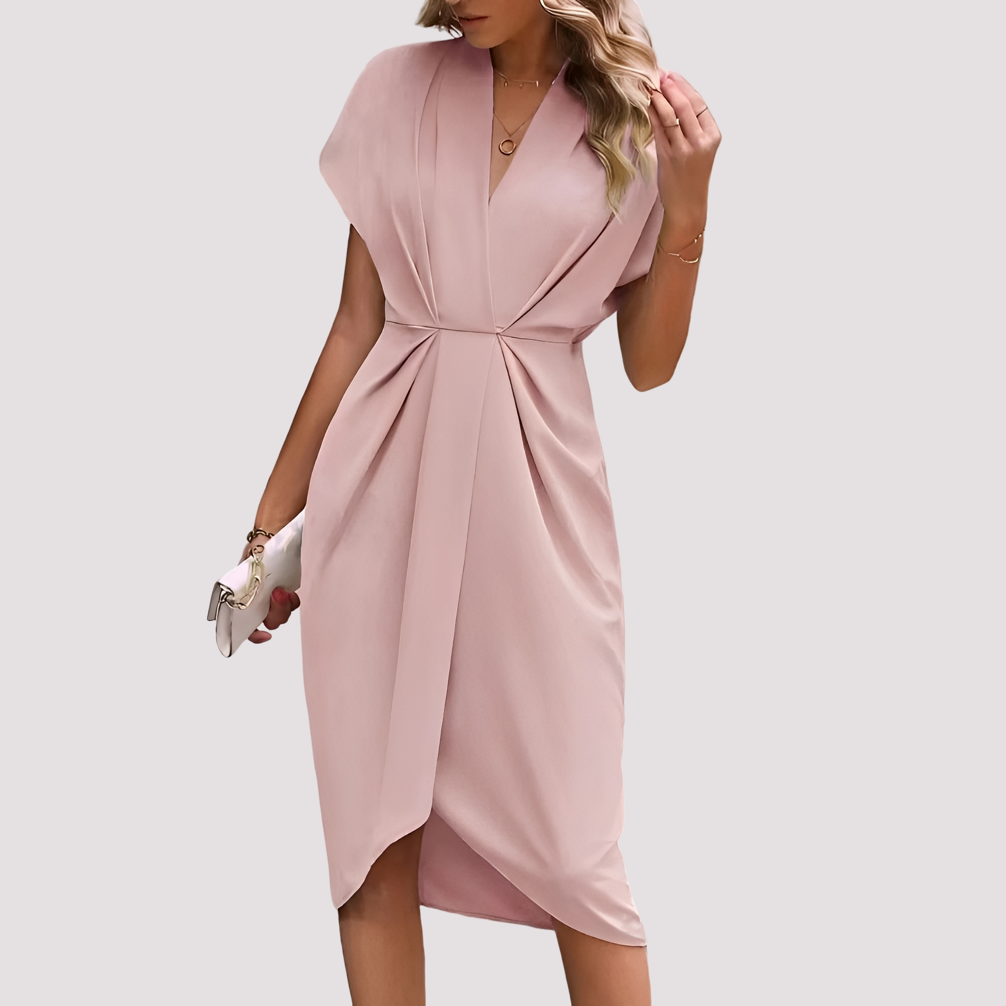 Gwen - Elegancka Sukienka Midi z Rozcięciem
