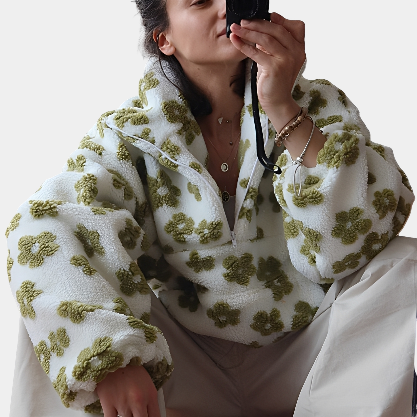 Elizabeth - Modny sweter z kwiatowym motywem
