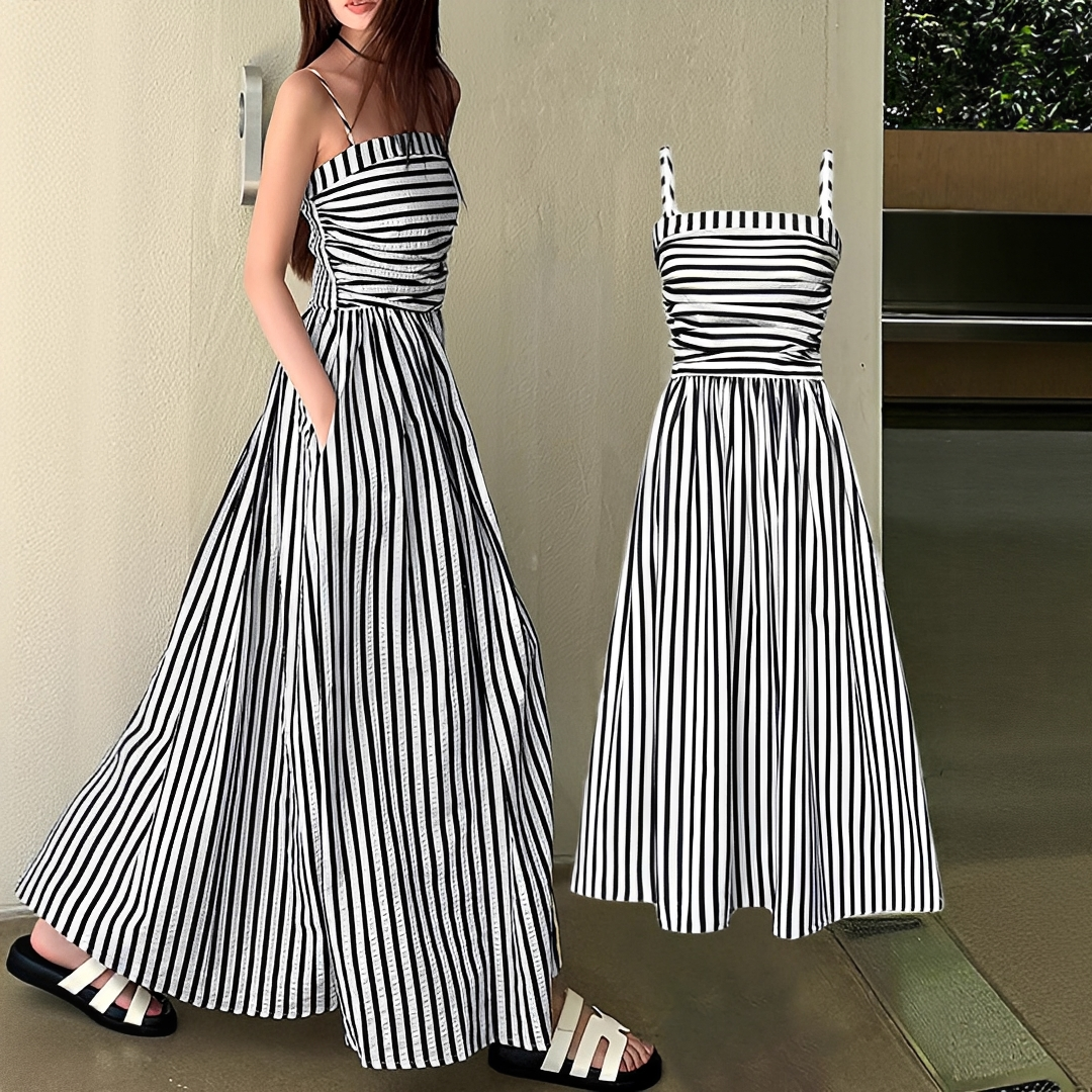 Cindy - Stylowa Maxi Sukienka w Paski