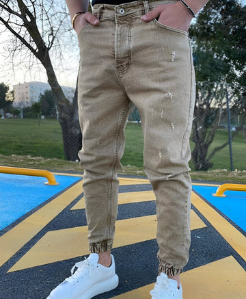 Andre - Stylowe jeansy slim-fit z dziurami dla mężczyzn