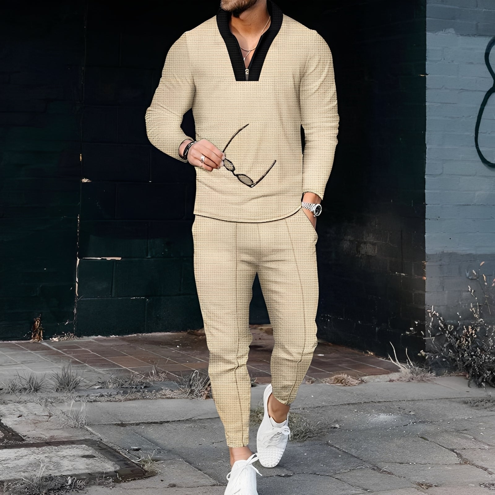 Andrew - Stylowy dres z wzorem waflowym dla mężczyzn