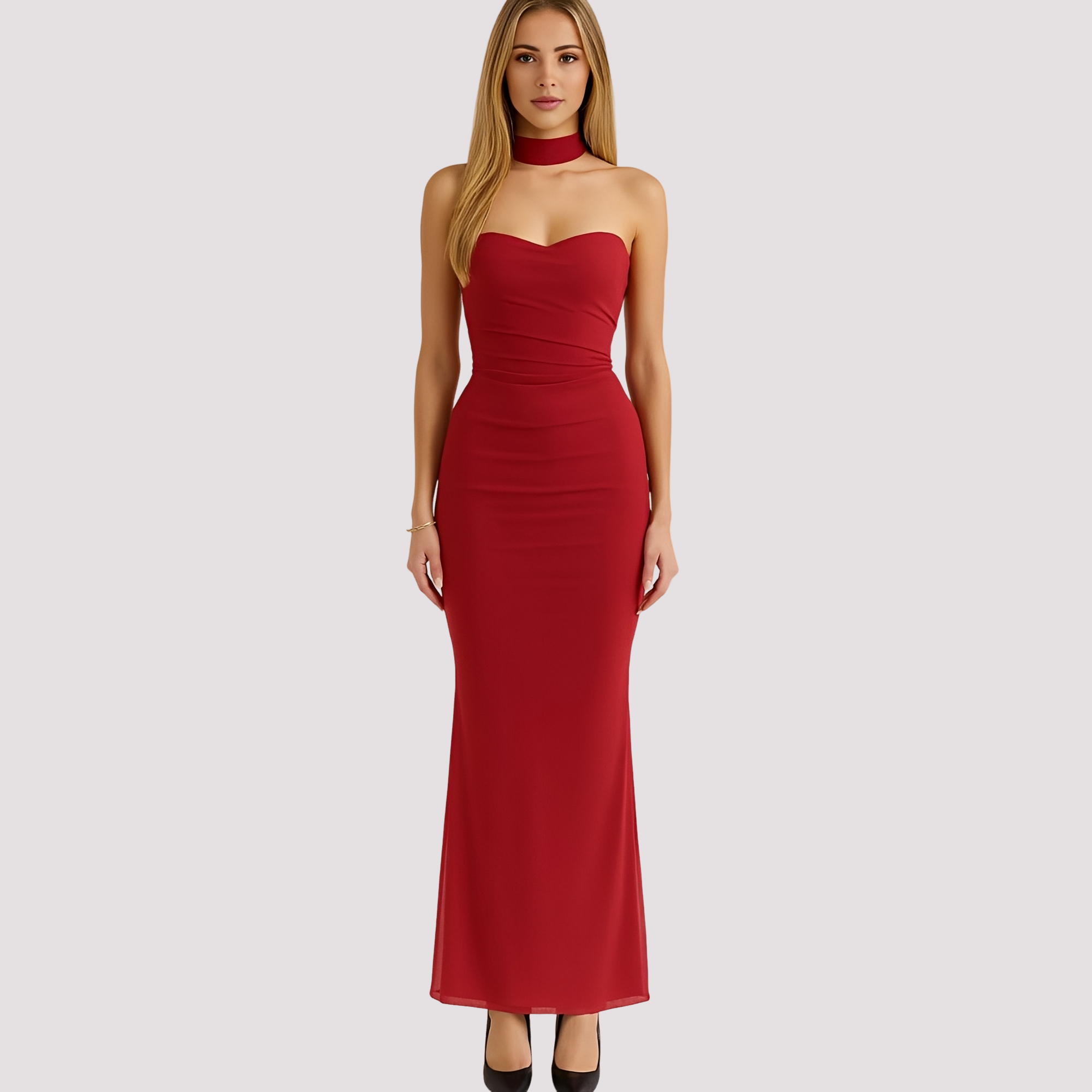 Antonia - Elegancka dopasowana sukienka z chokerem