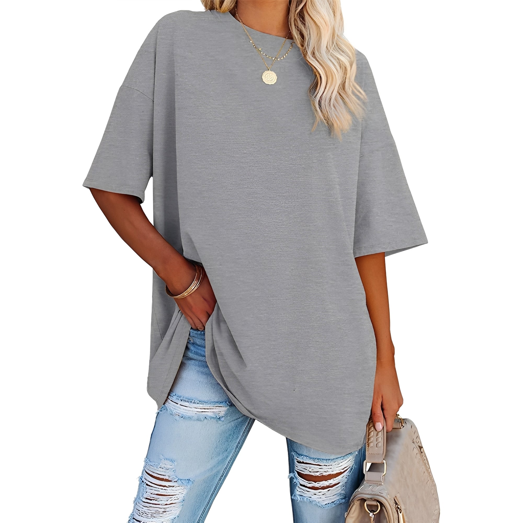 Alice - Luźny T-shirt z opadającym ramieniem
