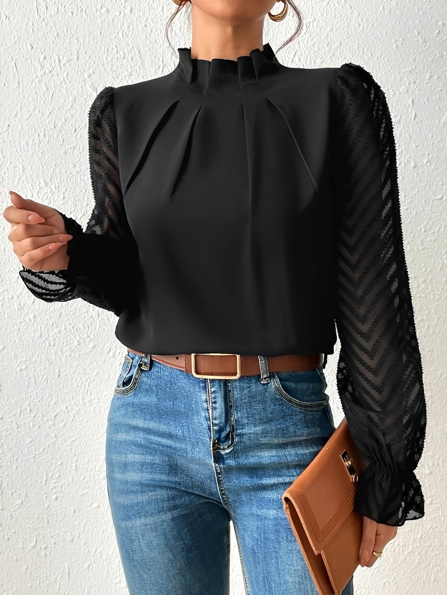 Bella - Bluzka Chiffon z Długim Rękawem