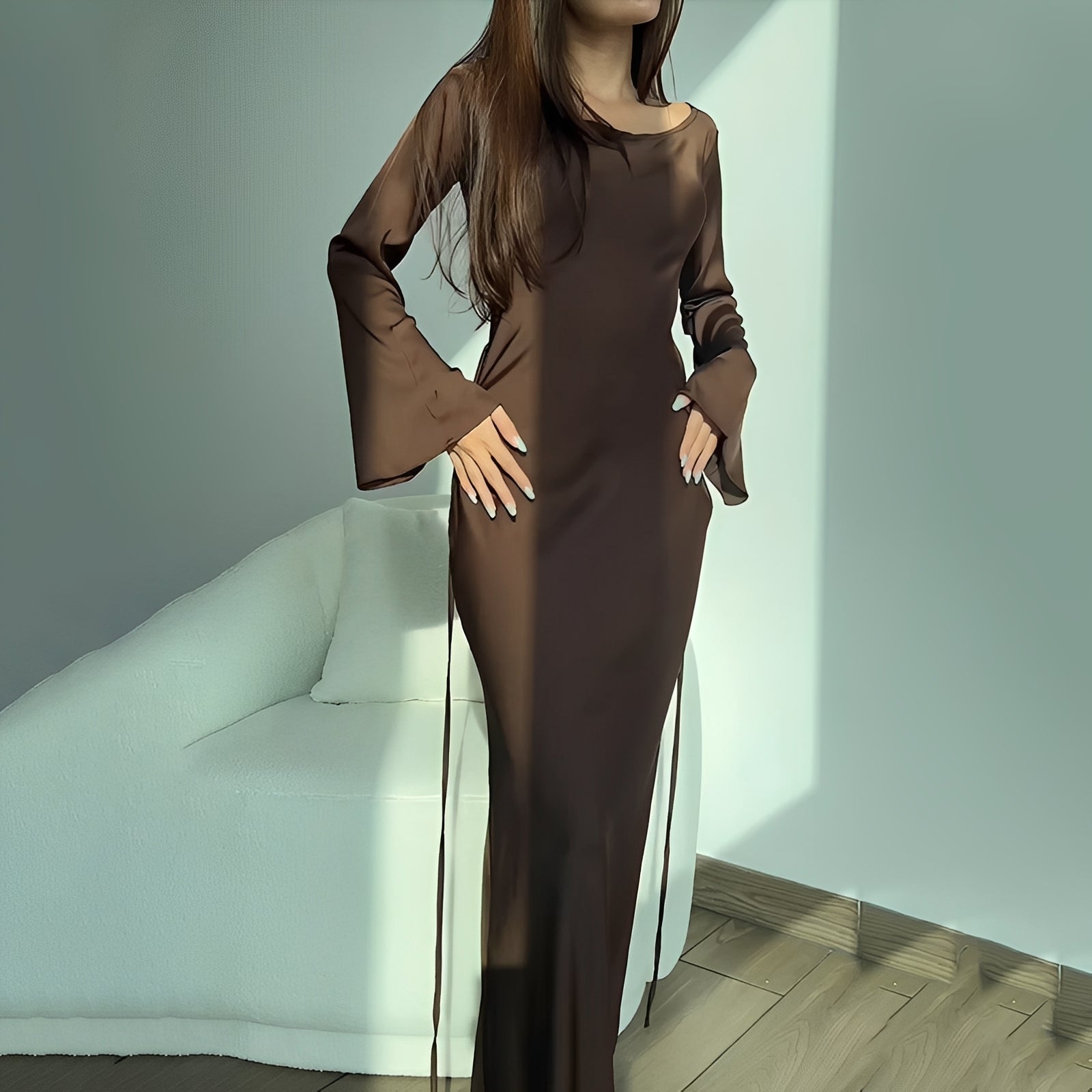 Anisa - Elegancka sukienka z długim rękawem dla kobiet
