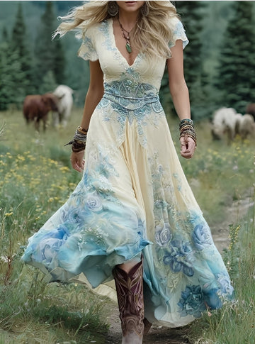 Erica - Stylowa sukienka maxi w kwiatowy wzór dla kobiet